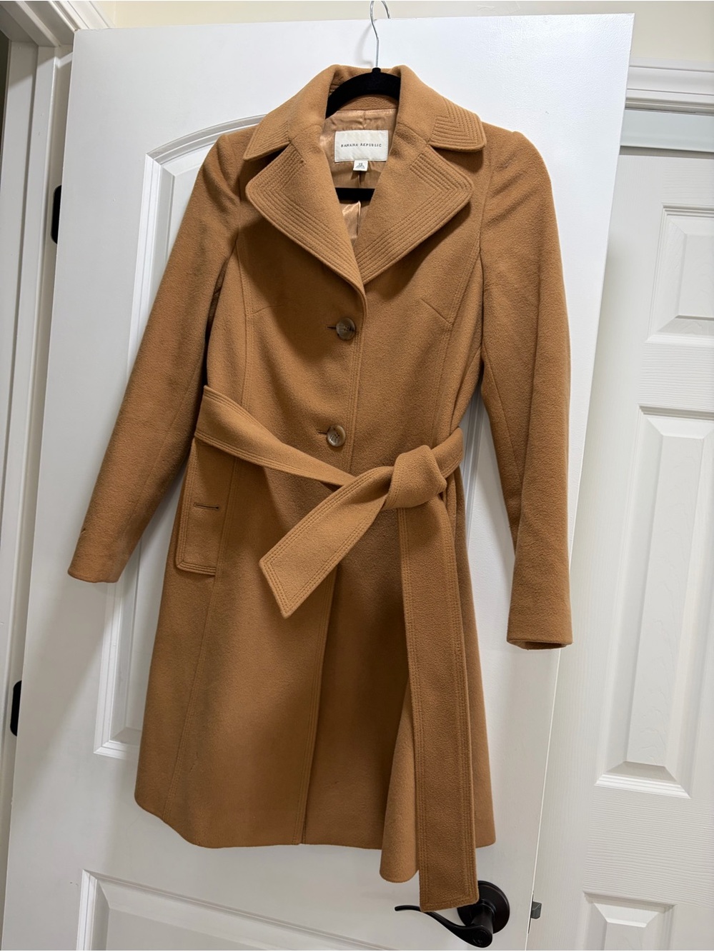 Banana Republic Camel Wool-Blend Belted Trench Coat - Size Xs